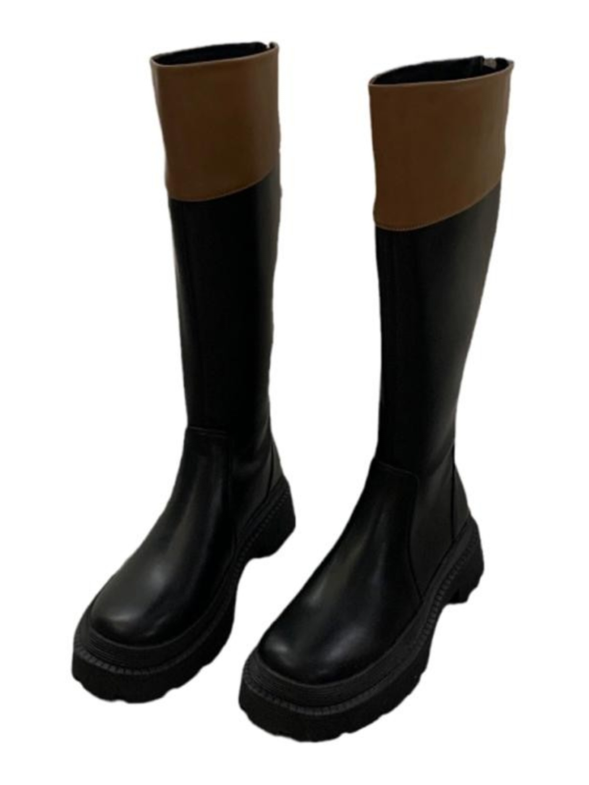 밀란 스튜디오 여성 부츠 2024 새로운 스타일의 여성 무릎 높이 두꺼운 밑창 긴 다리 기사 부츠