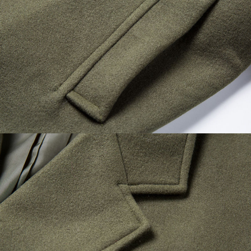 LAPEL TWEED COAT MENS COAT COUPLE AUTUMN AND WINTER OVER-THE-KNEE TWEED TRENCH COAT MID-LENGTH OVER-THE-KNEE BRITISH KOREAN STYLE