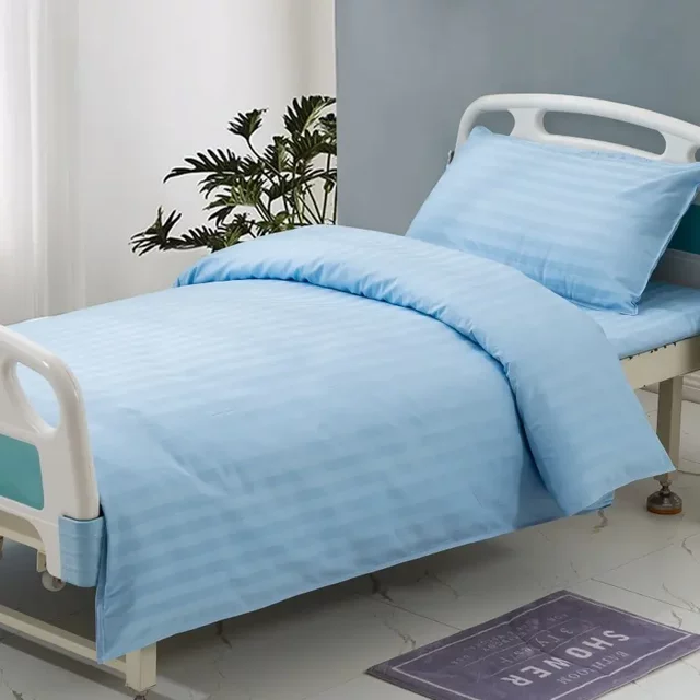 Polyester and cotton hospital three-piece set Nursing home clinic bedding thickened encrypted hospital bed sheet quilt cover pillow cover