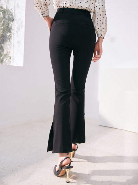 Xiangying black light-flare pants for women high waist 2025 autumn new pear-shaped body casual slim slim trousers