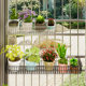 Stainless steel flower rack balcony succulent storage hanging basket railing hanging window ridge bathroom kitchen hole-free storage rack
