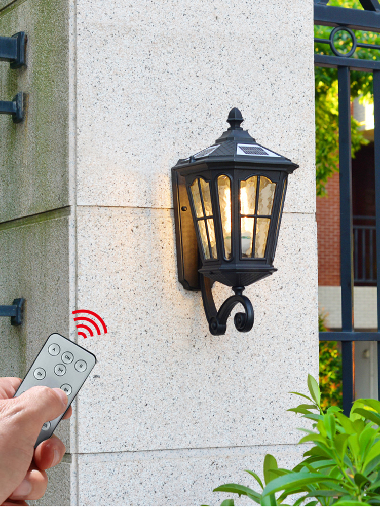 야외 벽 램프 방수 정원 램프 발코니 문 계단 램프 유럽 복고풍 야외 태양 벽 램프