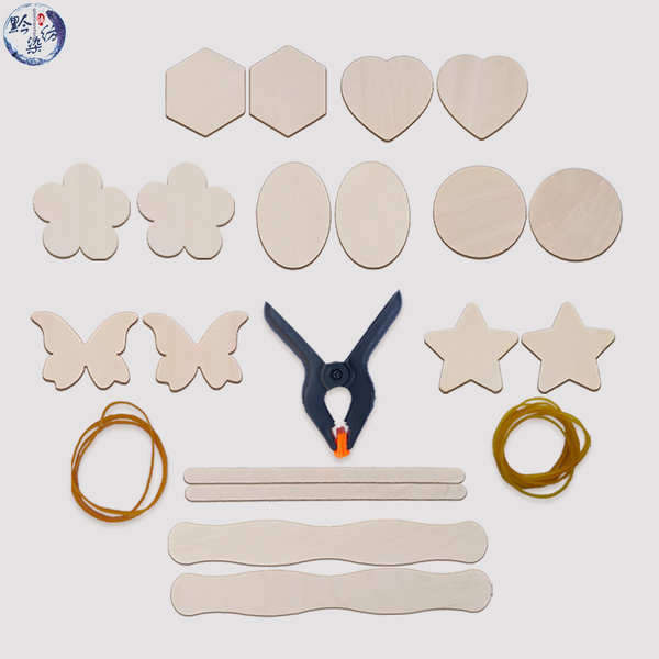 扎染工具材料包儿童手工diy橡皮筋夹子几何木块染色工具包组合装