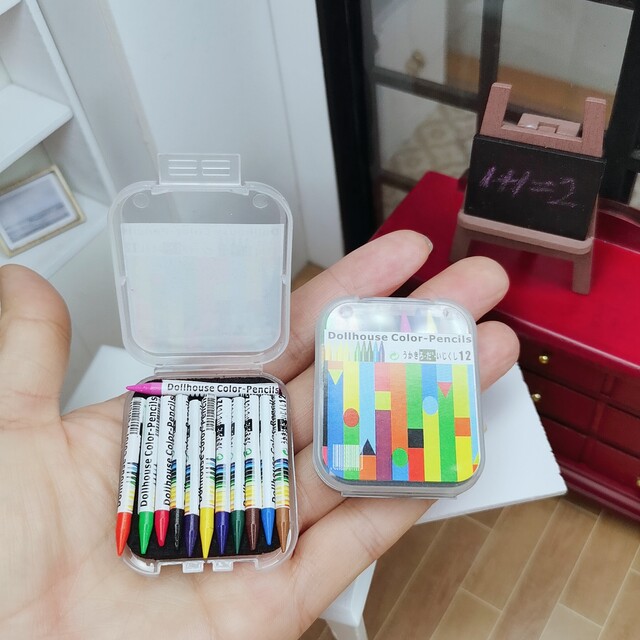 Ob11 mini mini box color crayon 12 color brush 12 minutes 8 minutes doll house accessories stationery model