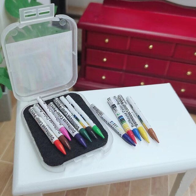 Ob11 mini mini box color crayon 12 color brush 12 minutes 8 minutes doll house accessories stationery model