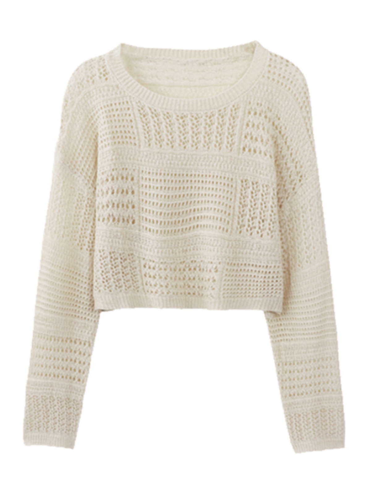 BRAND CLEARANCE NEW SMOCK CUTOUT LONG SLEEVE KNITTED CROPPED TOP SUNSCREEN SKIRT TWO-PIECE SUIT WOMEN