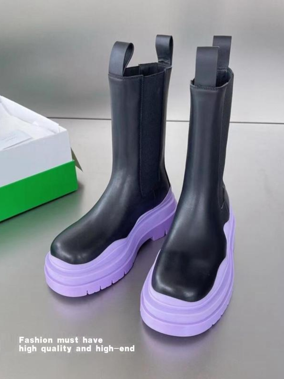 FULL COWHIDE LEATHER PLATFORM MARTIN BOOTS WOMENS AUTUMN AND WINTER FLEECE BOOTS COUPLE CIGARETTE PIPE CHELSEA BOOTS WOMEN