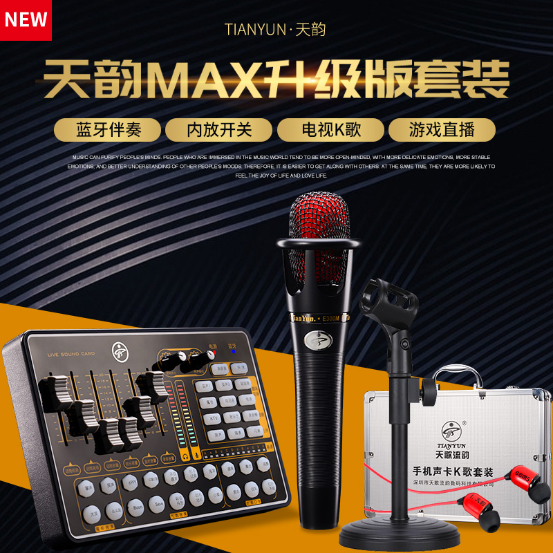 TIANYUN MAX 모바일 컴퓨터 범용 믹서 사운드 카드 세트 게임 라이브 방송 가짜 페널티 10