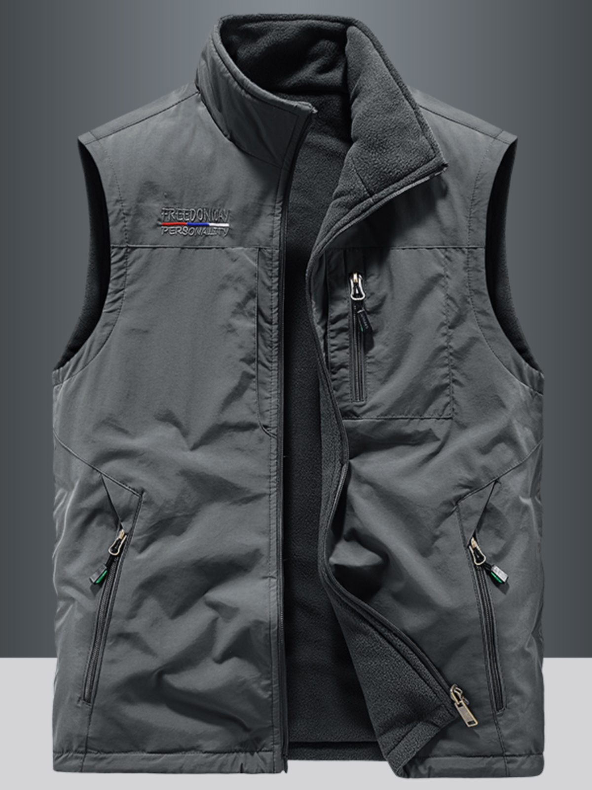 PAUL PADDED REVERSIBLE VEST MENS OUTDOOR SPORTS FLEECE VEST POLAR FLEECE SHOULDER AND FLEECE JACKET