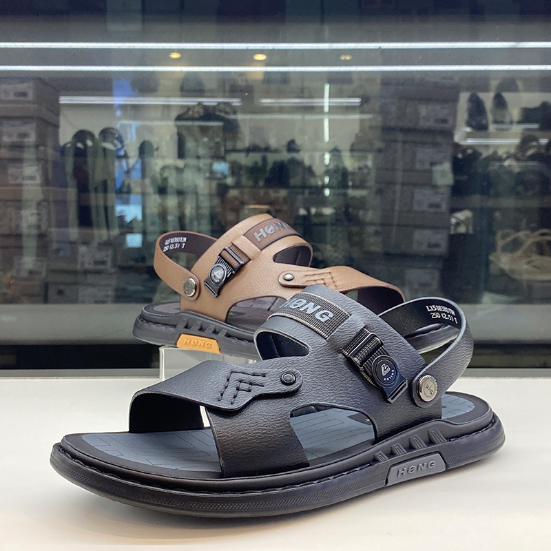 RED DRAGONFLY SANDALS MENS SHOES 2024 NEW LEATHER SANDALS DUAL-PURPOSE CASUAL BEACH SHOES MENS LX51838011W