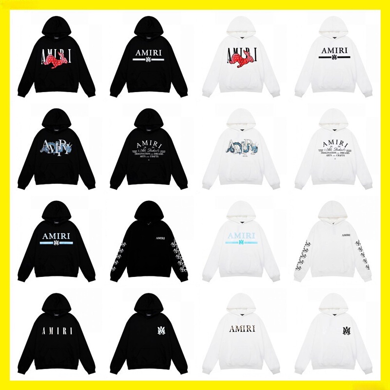 Cross-border wholesale amiri leopard gradient letter logo angel hoodie sweater lovers coat long pants