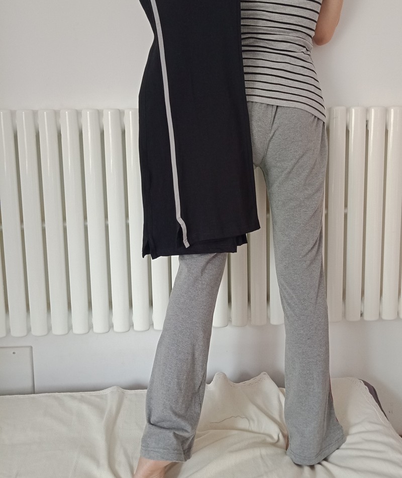 FOREIGN TRADE SINGLE PLUS FAT EXTRA LARGE SIZE EXTENDED LENGTH WOMENS PANTS HIGH-WAISTED COTTON SWEATPANTS SLIGHTLY HORNED THIN STRAIGHT PANTS 300+ POUNDS