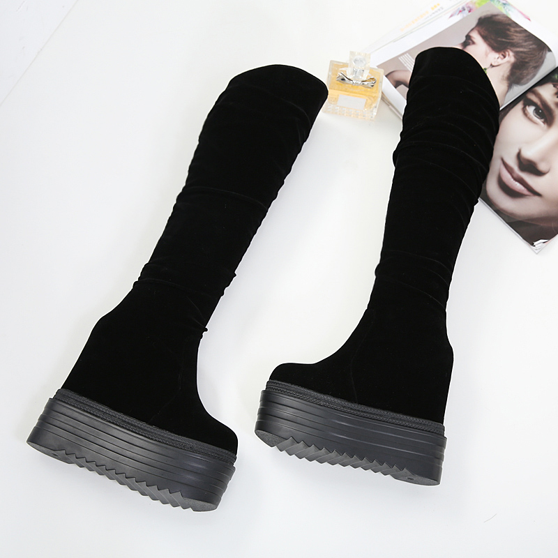 14CM OVER-THE-KNEE BOOTS TULCE WOMENS AUTUMN AND WINTER VELVET 2023 NEW THICK-SOLED VERSATILE INNER HEIGHTENED AND SLIM WOMENS BOOTS