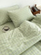 During spring outing, gentle green cotton small coarse cloth lattice four-piece set sheets and bed fittings 100 cotton retro low saturation