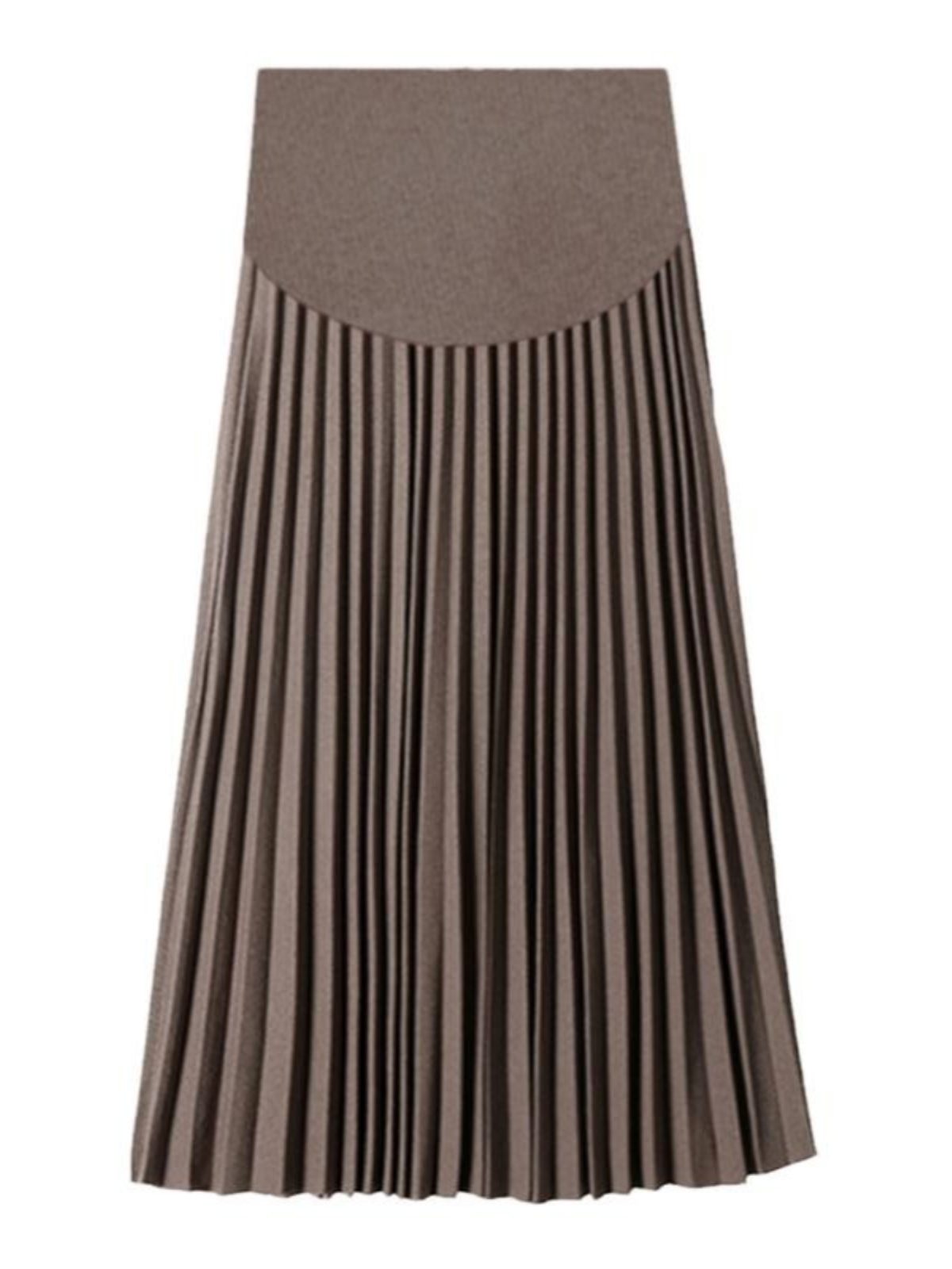 출산 가을 겨울 모직 스커트 여성 중간 길이 A 라인 스커트 브라운 플리츠 스커트 가을 배꼽 지원 원스텝 스커트