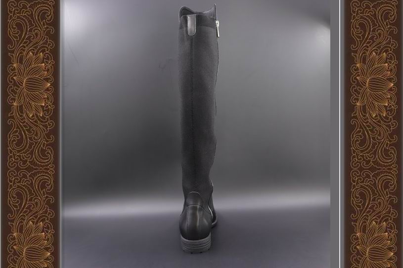 FOREIGN TRADE GENUINE ULTRA-LONG LOW HEEL OVER-THE-KNEE BOOTS FEMALE GENUINE LEATHER SIDE ZIPPER LEG TRIMMING ELASTIC BOOTS NET RED PLUS SIZE SKINNY BOOTS 42