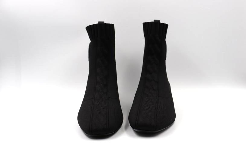 FOREIGN TRADE KNITTED ELASTIC SOCK BOOTS SQUARE TOE COVERS LOW HEEL FLAT BOOTS LEATHER SOLES COMFORTABLE SKINNY SINGLE BOOTS
