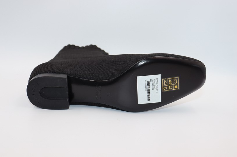 FOREIGN TRADE KNITTED ELASTIC SOCK BOOTS SQUARE TOE COVERS LOW HEEL FLAT BOOTS LEATHER SOLES COMFORTABLE SKINNY SINGLE BOOTS