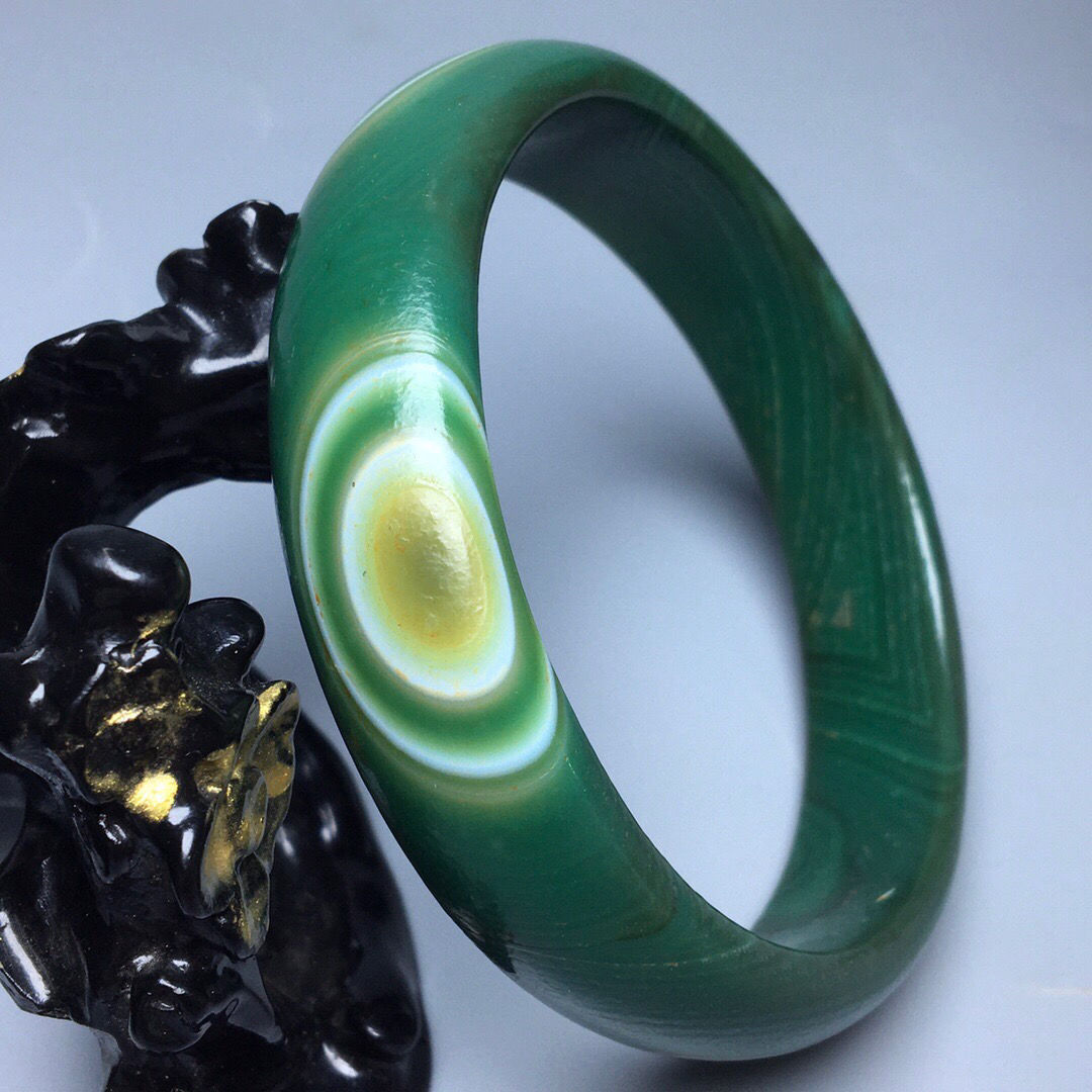 ANCIENT FOLK CUSTOMS OLD-FASHIONED PULP OLD MAN TREASURES GREEN AGATE NATURAL EYE BRACELET JADE BRACELET GIFT COLLECTION
