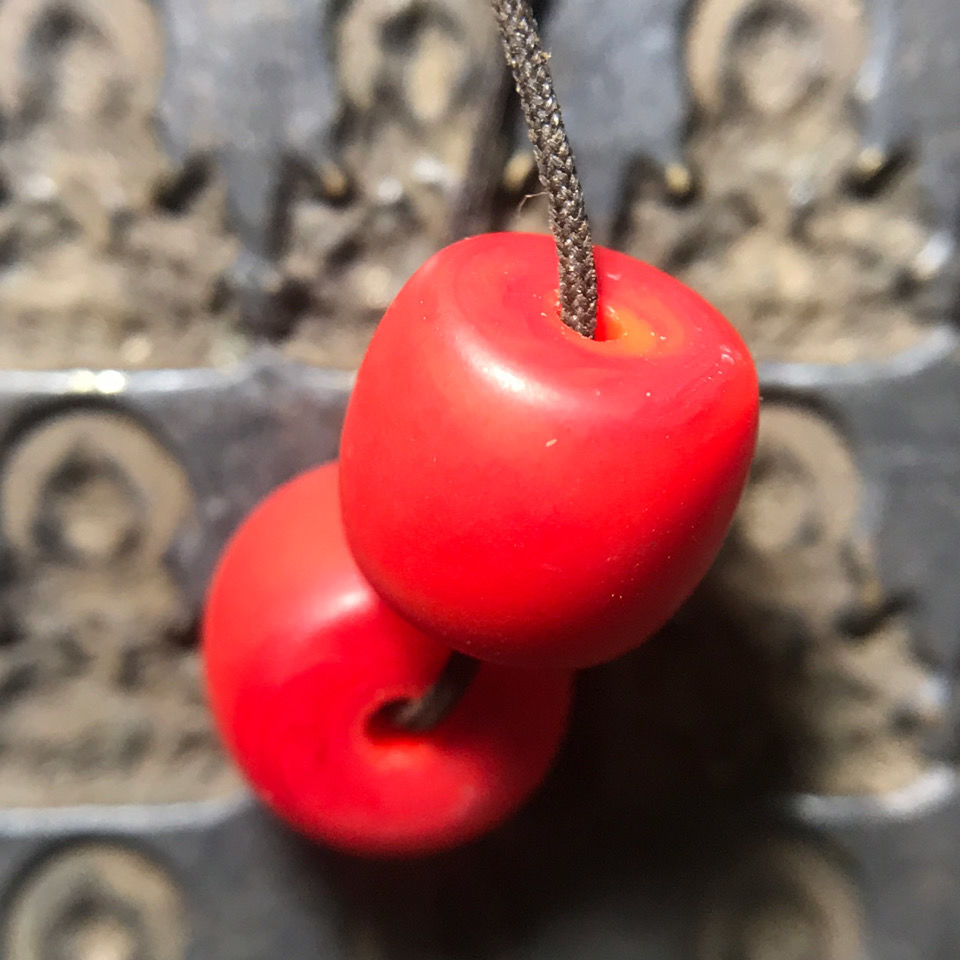 SPECIAL PRICE CLEARANCE ANCIENT FOLK CUSTOMS OLD-FASHIONED PULP PERSIMMON RED GLAZE OLD LINE BEADS A PAIR OF WAIST BEADS ACCESSORIES BEADS