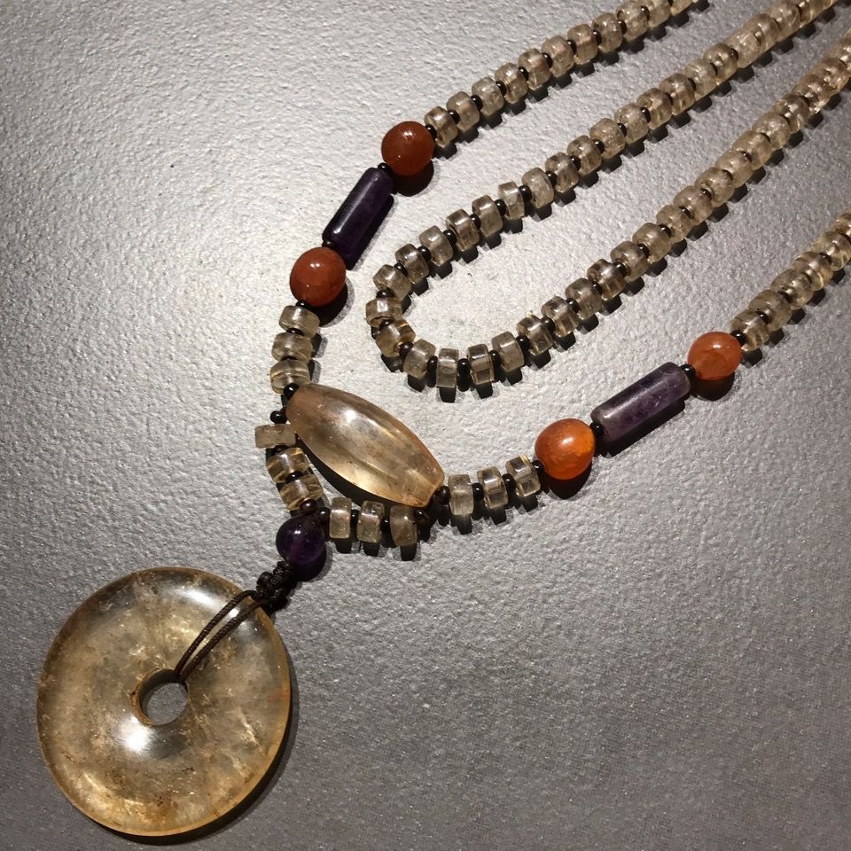 ANTIQUES OLD TIBETAN FOLK CUSTOMS ANCIENT PHARAOHS PULP NATURAL CRYSTALS MULTI-TREASURE NECKLACES ETHNIC STYLE JEWELRY COLLECTION