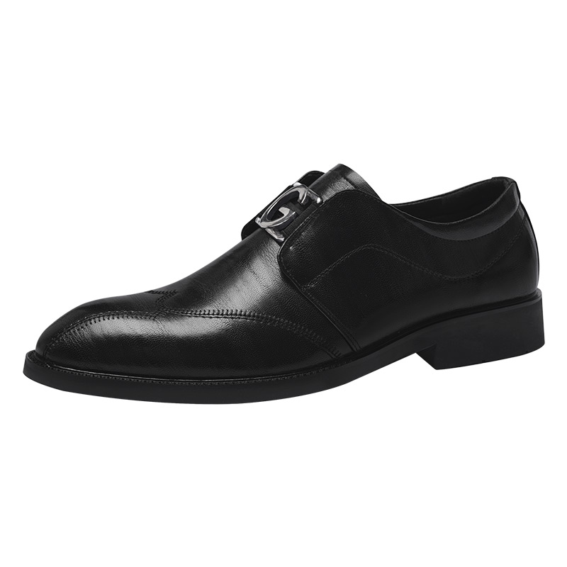 LEATHER SHOES MENS NEW FASHION BUSINESS FORMAL WEAR BRITISH STYLE MENS SLIP-ON CASUAL COMMUTING POINTED-TOE HEIGHTENED SHOES