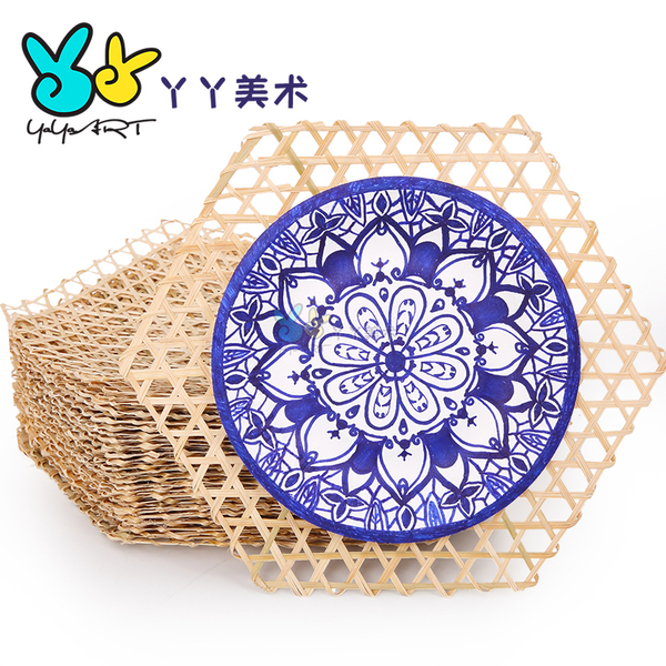 竹编六边形竹网幼儿园儿童diy挂饰幼儿园装饰材料蜂窝型创意吊饰