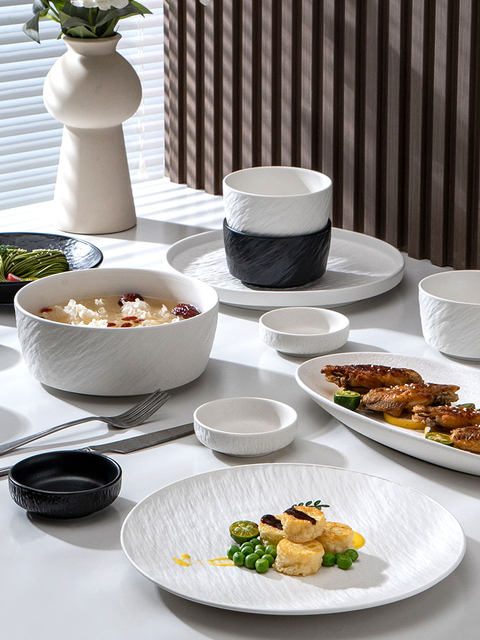 Underglaze colored bowls and dishes set for household Japanese-style western food plate soup bowls and dishes ceramic high-value tableware gift box set