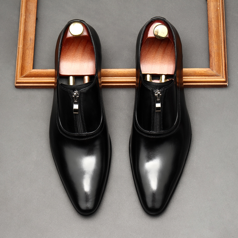BRITISH STYLE MENS LEATHER SHOES POINTED TOE WAXED LEATHER BUSINESS FORMAL WEAR YOUTH LEATHER BRITISH SUIT SHOES MENS GROOM WEDDING SHOES