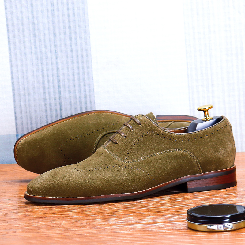 SUEDE HANDMADE OXFORD SHOES MENS BUSINESS FORMAL WEAR GOODYEAR HANDMADE MENS SHOES GENUINE LEATHER NUBUCK LEATHER CARVED LEATHER SHOES MEN