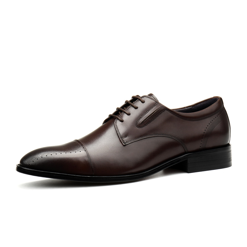 AUTUMN NEW STYLE DRESS SHOES MENS LEATHER BUSINESS CASUAL SOFT SOLE MENS SHOES BRITISH POINTED TOE BREATHABLE TREND WEDDING SHOES