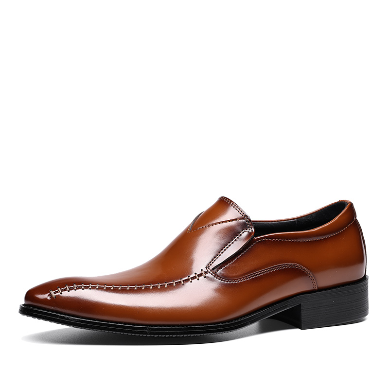 BUSINESS FORMAL LEATHER SHOES MENS BRITISH STYLE LEATHER POINTED TOE HIGH-END SPRING CASUAL MENS SHOES SLIP-ON SHOES SLIP-ON WEDDING SHOES