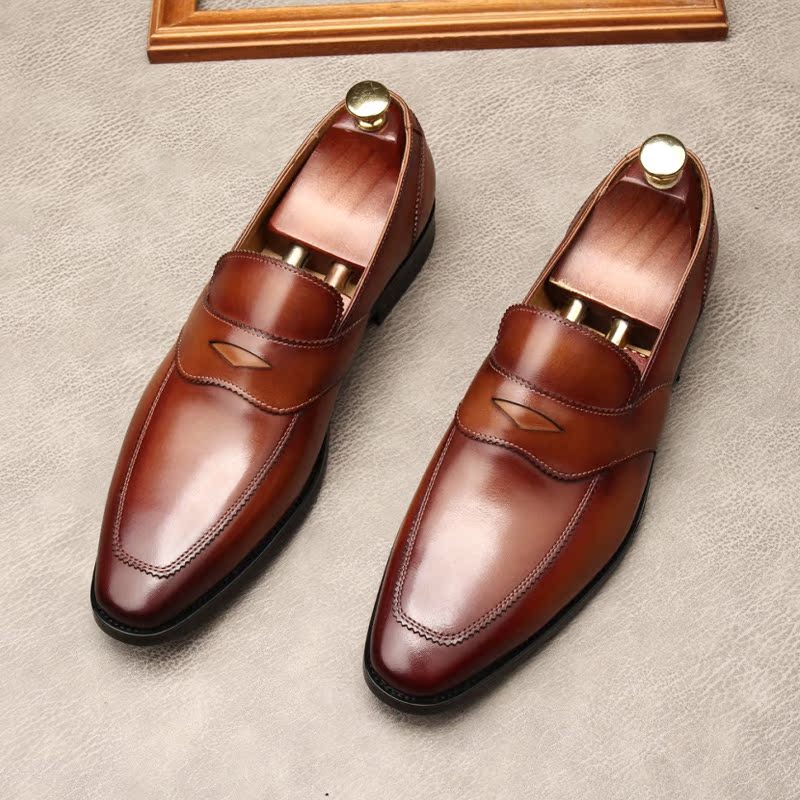 SQUARE TOE COVERS BRITISH MENS FORMAL LEATHER SHOES KOREAN LEATHER VINTAGE MENS SHOES CASUAL SHOES COWHIDE OXFORD SHOES