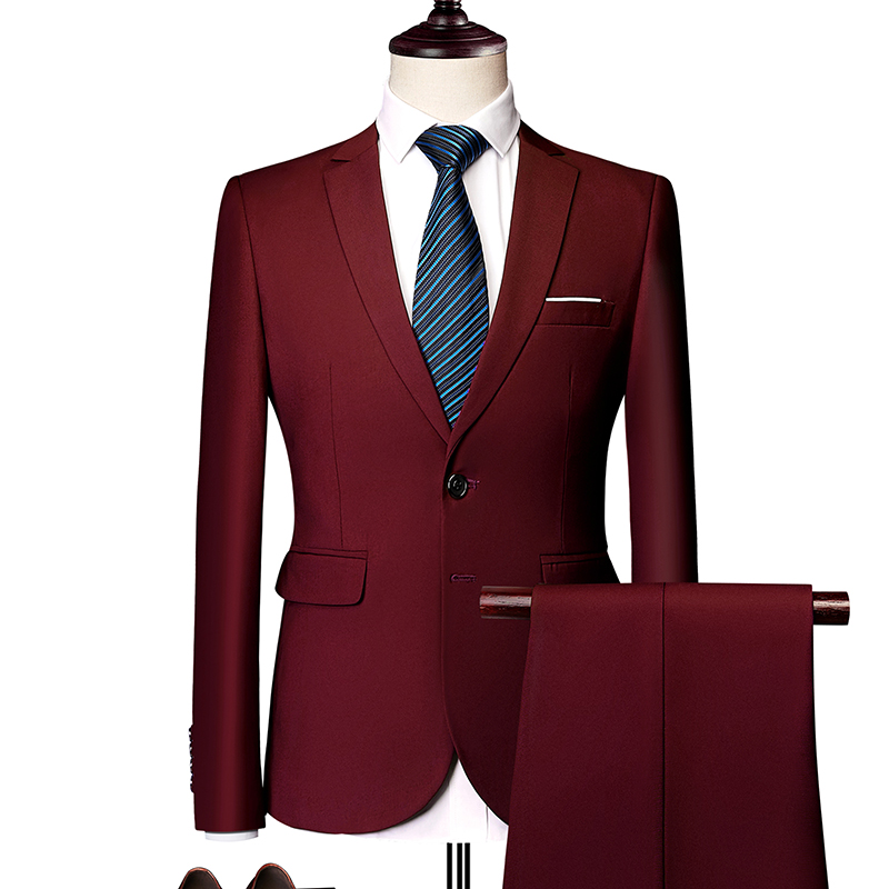 MENS BUSINESS CASUAL SUIT SUIT BLACK TWO-PIECE SET XZ103-533 TWO-PIECE SET-130