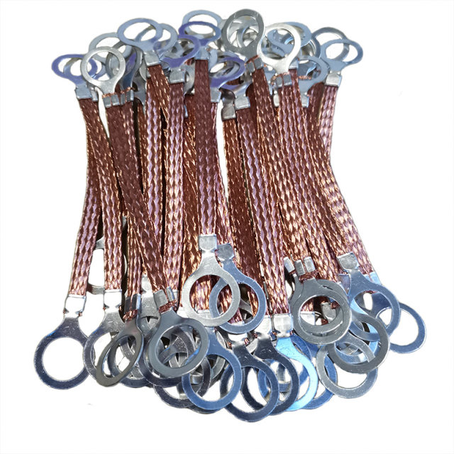 Bridge braided wire 4 square copper flange jumper distribution cabinet connection wire pure copper O-type terminal joint