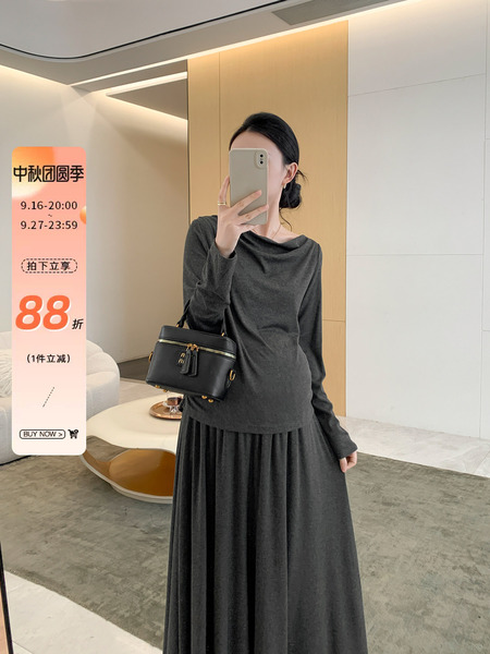 ZMA纯欲天花板！孕妇装秋套装2026新款时尚上衣秋季孕妇半身裙子