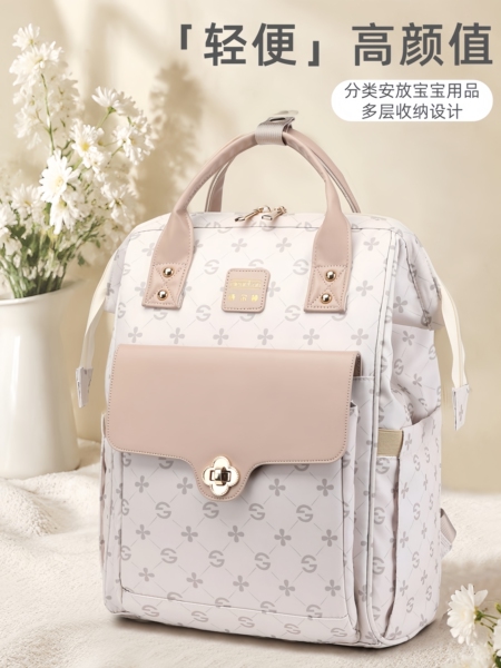 新款时尚妈咪包多功能双肩大容量防水母婴背包妈妈外出轻便带娃包