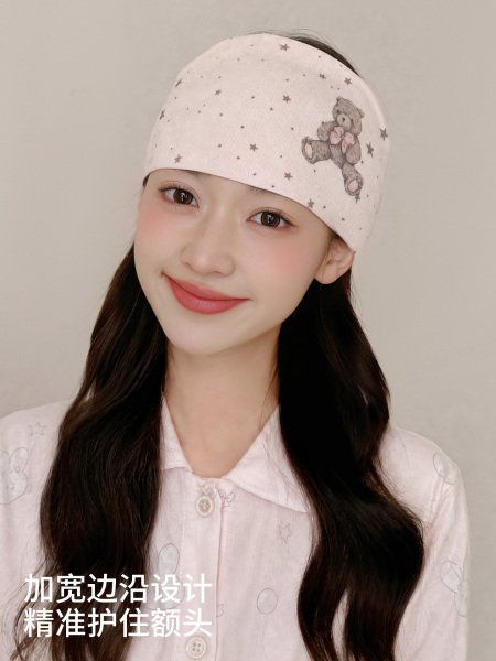 JQ婧麒[木耳边]月子帽夏薄款产妇帽单层花朵大头围孕妇帽防风护额 — 5