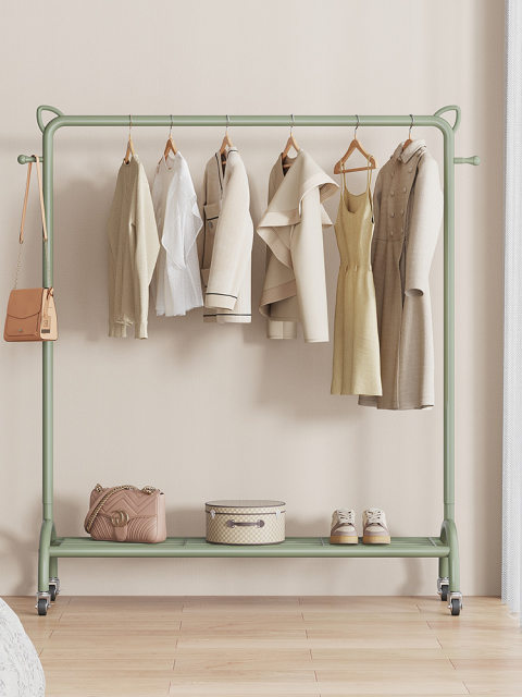 Thickened clothes drying rack pole clothes hanger floor-standing bedroom simple household balcony mobile clothes storage rack