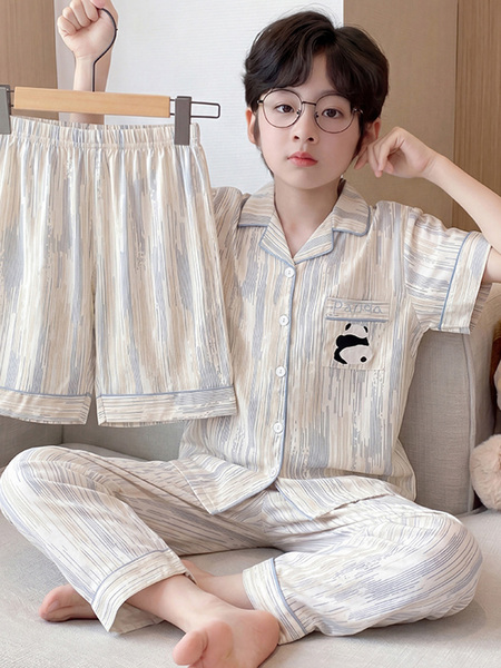 儿童睡衣男孩2026新款云朵棉短袖中大童夏季薄款男童三件套可外穿 — 3