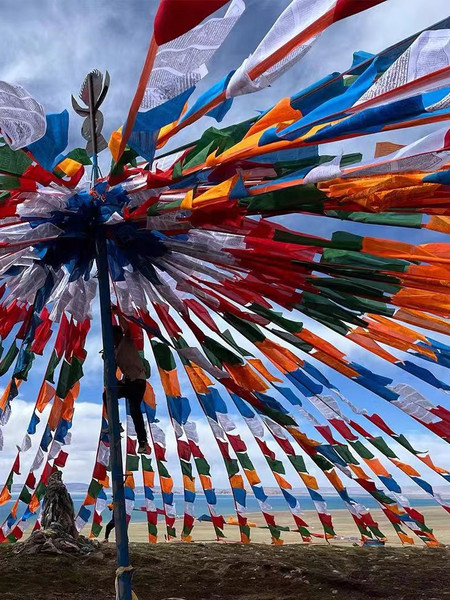 多种内容五色大经幡五彩旗批量发22米50米棉布龙达风马旗包邮
