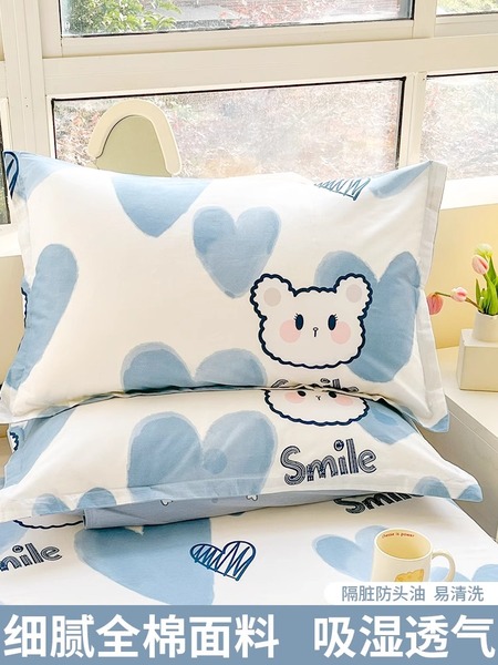 纯棉枕套一对装48×74枕头套单个学生单人宿舍全棉枕芯内胆套家用