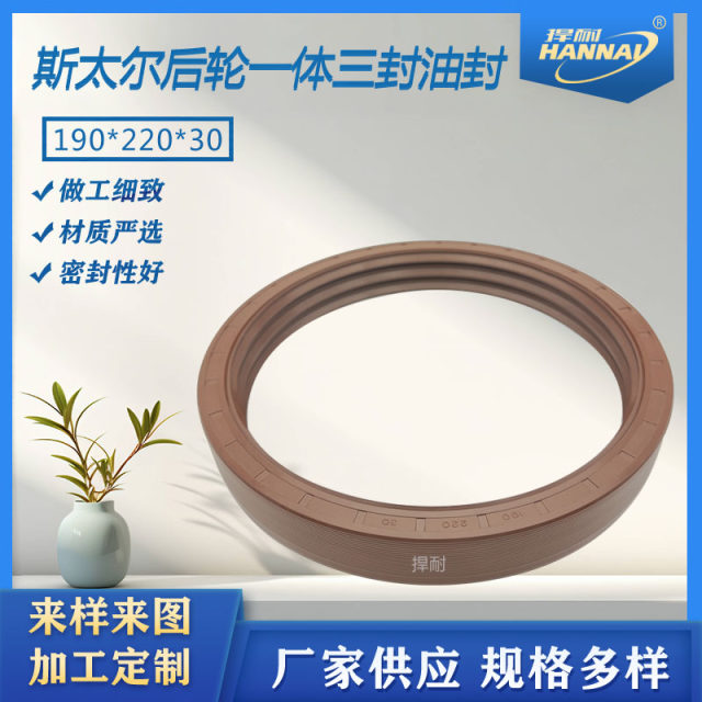 斯太尔后轮一体三封油封190*220*30送胶圈 豪沃后轮一体三封油封