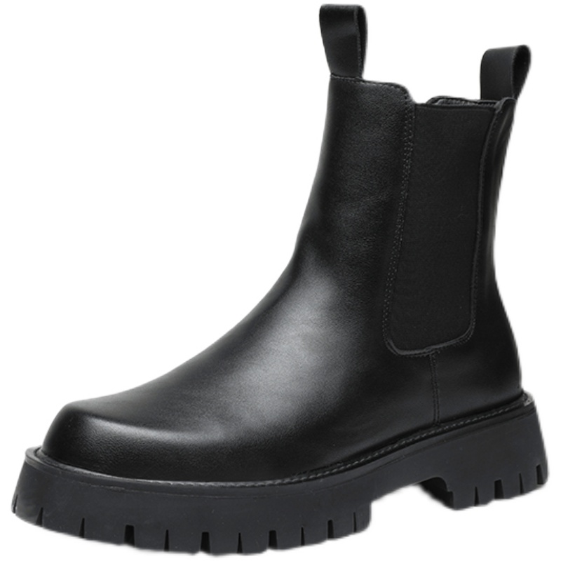 CHELSEA BOOTS MENS FALL WINTER FLEECE MARTIN BOOTS SLEEVE YOUTH INNER HEIGHTENED MARTIN BOOTS ROUND TOE WINTER CIGARETTE BOOTS