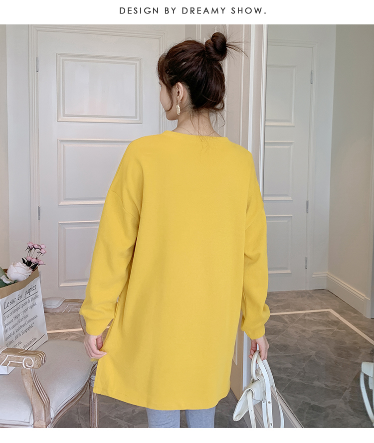 MATERNITY PRE-AUTUMN NEW COOL SILK COTTON SUIT LARGE SIZE LOOSE THIN MM MID-LENGTH MATERNITY SWEATSHIRT TWO-PIECE SET