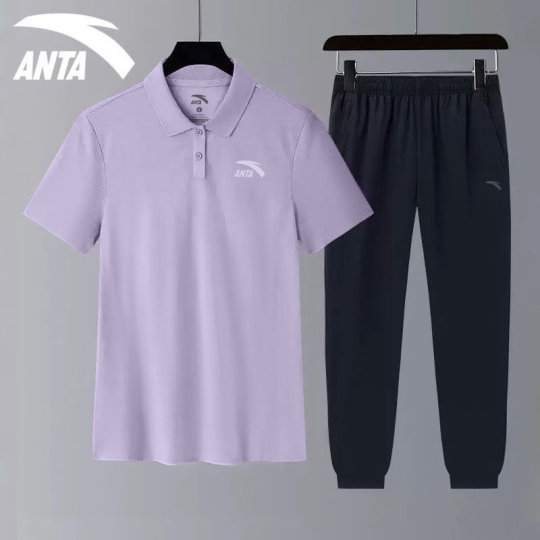 Anta sports suit women's polo shirt summer new ice silk quick-drying lapel short-sleeved knitted trousers mother suit