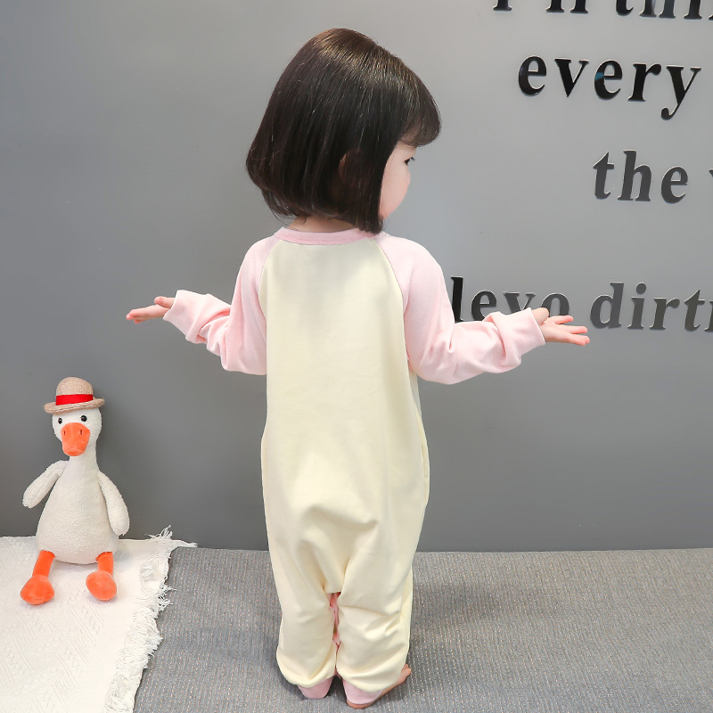 BABY ONE-PIECE PAJAMAS SPRING AND AUTUMN PURE COTTON LONG-SLEEVED CHILDRENS AUTUMN AND WINTER ROMPER ONE-PIECE SLEEPING BAG AUTUMN HOME CLOTHES WOMEN