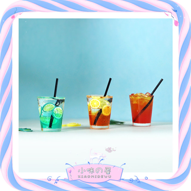 微缩食玩场景拍照道具模型娃娃屋配件夏日饮料迷你水果茶摆件I324