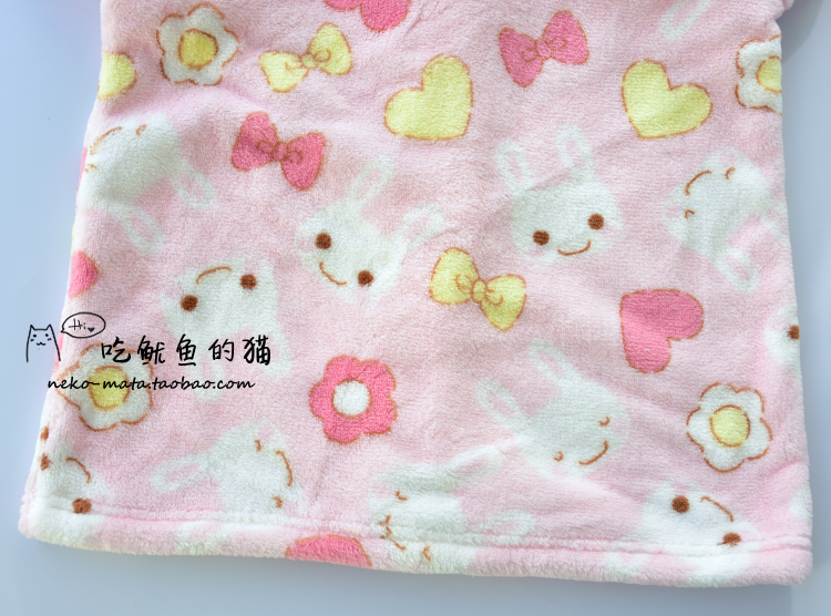 110-130 BUNNY THICKENED WARM CARDIGAN SET GIRLS AUTUMN AND WINTER FLANNEL LOUNGE PAJAMA PANTS