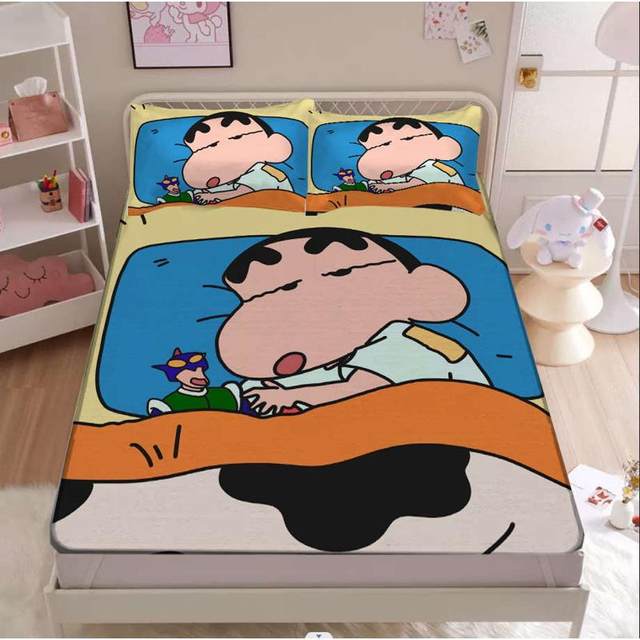 Crayon Shin-Shin Summer Ice Silk Cool Mat Three-piece Set Home Children's Bed Sheet Mat Student Dormitory Machine Washable Cool Mat